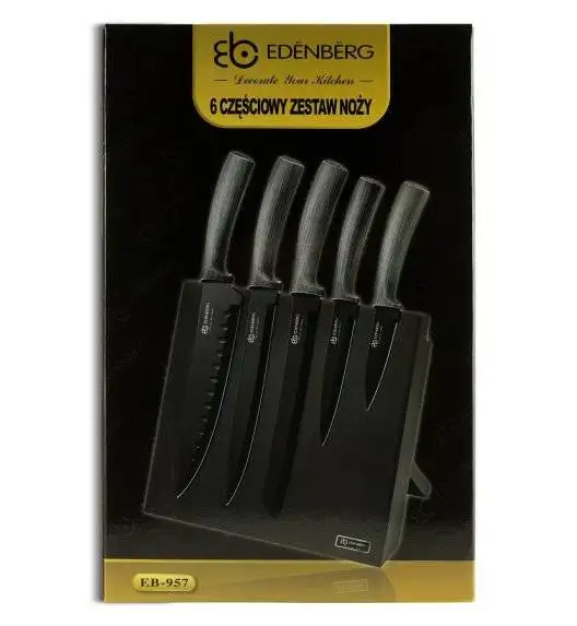 EDENBERG EB-957 Komplet noży w bloku 6 elementów / blok magnetyczny