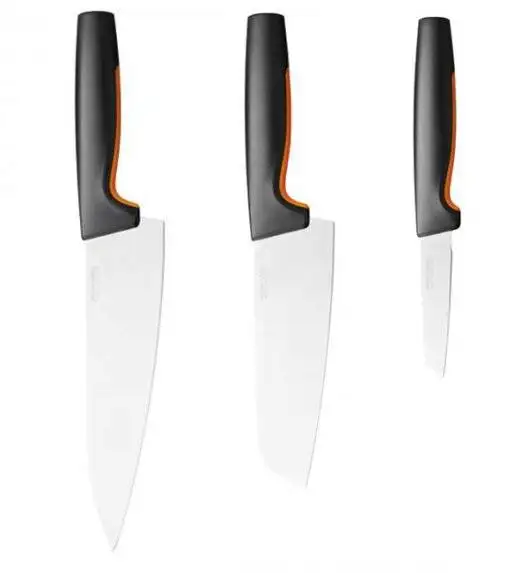FISKARS FUNCTIONAL FORM 1057555 Komplet 3 noży w bloku czarnym + nóż do smarowania + nóż do skrobania