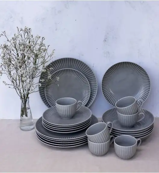 LUBIANA DAISY CLOUD K1 Serwis obiadowo - kawowy 18 osób / 90 elementów / szary