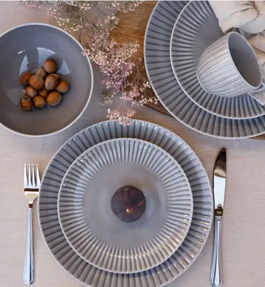 LUBIANA DAISY CLOUD K1 Serwis obiadowo - kawowy 6 osób / 36 elementów / szary