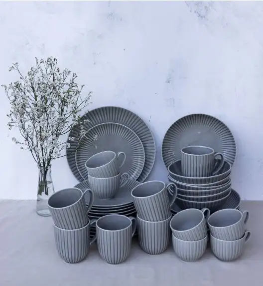 LUBIANA DAISY CLOUD K1 Serwis obiadowo - kawowy 24 osoby / 144 elementy / szary