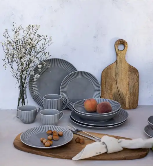 LUBIANA DAISY CLOUD K1 Serwis obiadowo - kawowy 12 osób / 84 elementy / szary