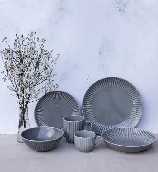 LUBIANA DAISY CLOUD K1 Serwis obiadowo - kawowy 12 osób / 84 elementy / szary