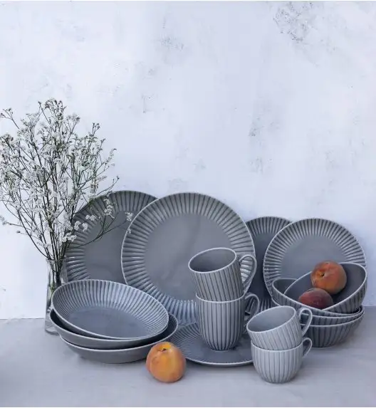 LUBIANA DAISY CLOUD K1 Serwis obiadowo - kawowy 12 osób / 84 elementy / szary