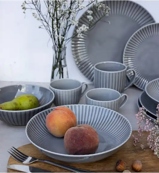 LUBIANA DAISY CLOUD K1 Serwis obiadowo - kawowy 18 osób / 126 elementów / szary