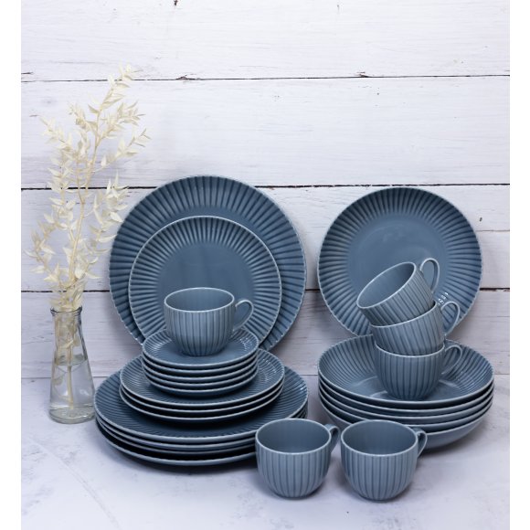 LUBIANA DAISY SEASIDE K9 Serwis obiadowo - kawowy 6 osób / 30 elementów / szaro - niebieski