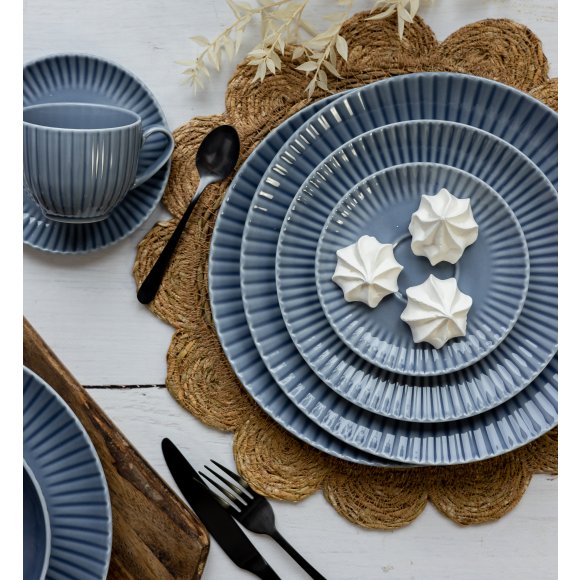 LUBIANA DAISY SEASIDE K9 Serwis obiadowo - kawowy 12 osób / 60 elementów / szaro - niebieski