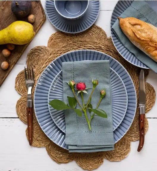 LUBIANA DAISY SEASIDE K9 Serwis obiadowo - kawowy 12 osób / 60 elementów / szaro - niebieski