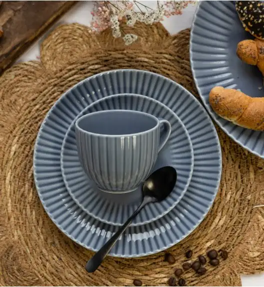 LUBIANA DAISY SEASIDE K9 Serwis obiadowo - kawowy 24 osoby / 120 elementów / szaro - niebieski