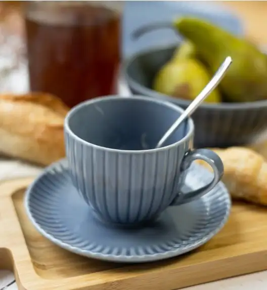 LUBIANA DAISY SEASIDE K9 Serwis obiadowo - kawowy 24 osoby / 120 elementów / szaro - niebieski