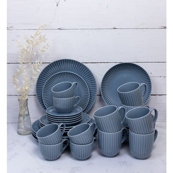 LUBIANA DAISY SEASIDE K9 Serwis obiadowo - kawowy 12 osób / 72 elementy / szaro - niebieski