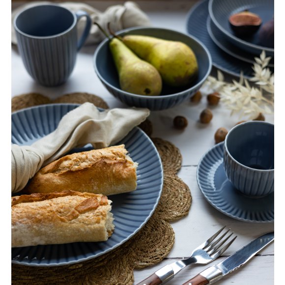 LUBIANA DAISY SEASIDE K9 Serwis obiadowo - kawowy 18 osób / 108 elementów / szaro - niebieski