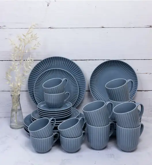 LUBIANA DAISY SEASIDE K9 Serwis obiadowo - kawowy 18 osób / 108 elementów / szaro - niebieski