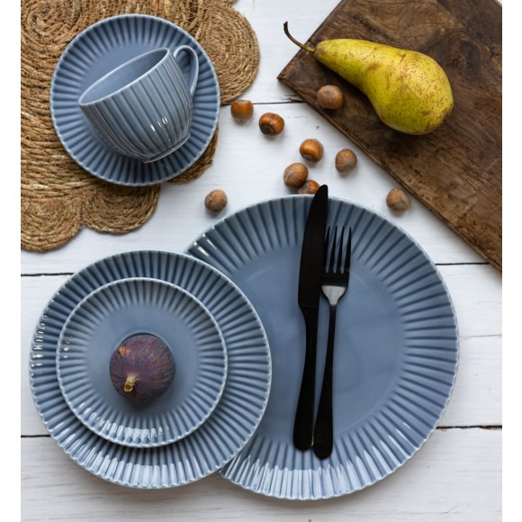 LUBIANA DAISY SEASIDE K9 Serwis obiadowo - kawowy 24 osoby / 144 elementy / szaro - niebieski