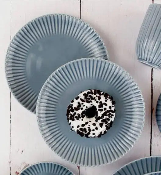 LUBIANA DAISY SEASIDE K9 Serwis obiadowo - kawowy 18 osób / 126 elementów / szaro - niebieski