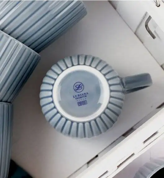 LUBIANA DAISY SEASIDE K9 Serwis obiadowo - kawowy 18 osób / 126 elementów / szaro - niebieski