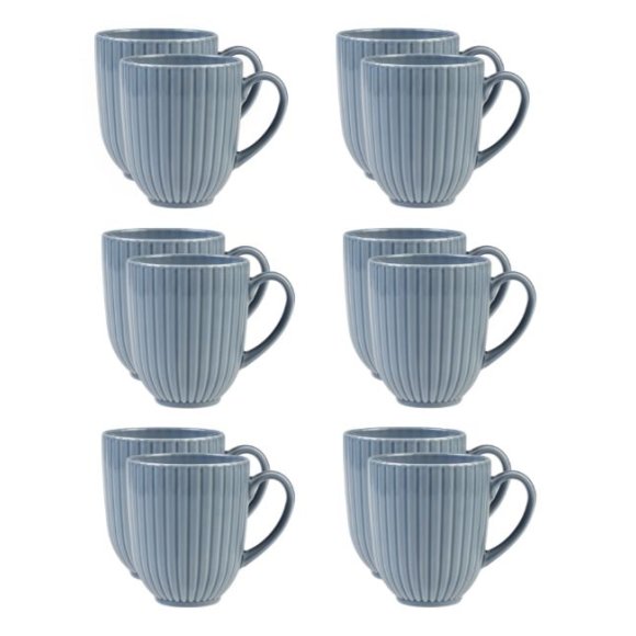 LUBIANA DAISY SEASIDE K9 Komplet 12 kubków 350 ml / szaro - niebieski