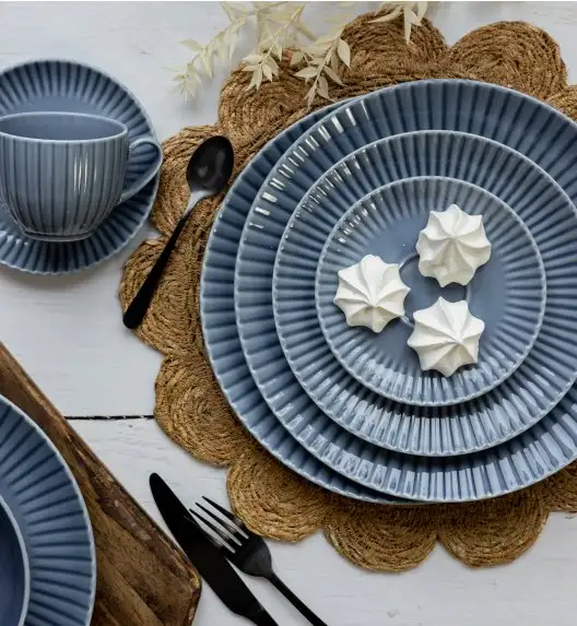 LUBIANA DAISY SEASIDE K9 Komplet 12 x salaterka 17 cm / szaro - niebieski