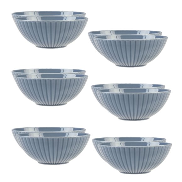 LUBIANA DAISY SEASIDE K9 Komplet 12 x salaterka 17 cm / szaro - niebieski