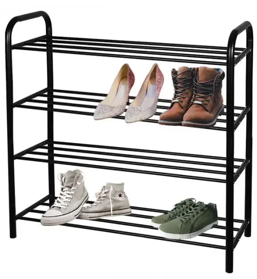 BRUNBESTE Metalowa półka na buty 4-poziomowa / czarna