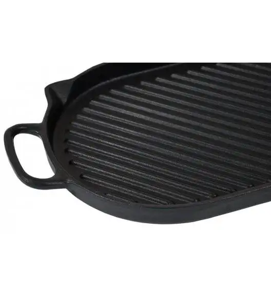 WYPRZEDAŻ! CHASSEUR Taca grillowa owalna mała / czarny / żeliwo emaliowane