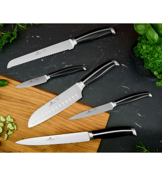 GERLACH LOFT Komplet 5 noży w bloku + ostrzałka 2w1 + nożyce drewniane do drobiu