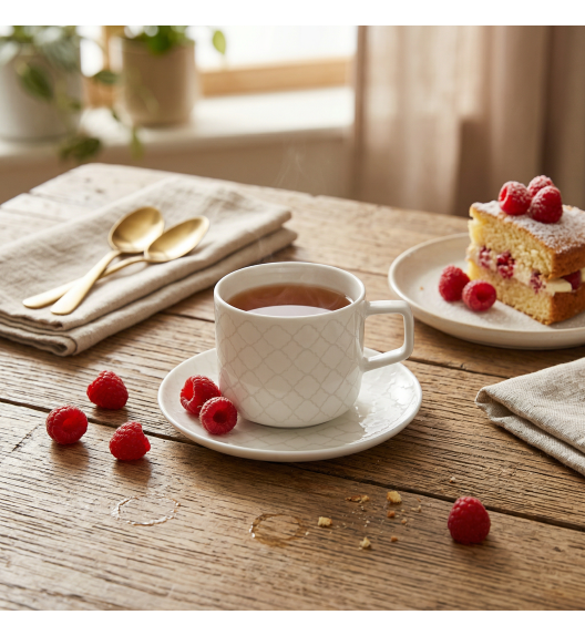 LUBIANA MARRAKESZ Filiżanka 250 ml + spodek 15 cm / 2 el / biały / porcelana