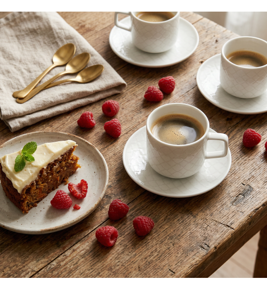 LUBIANA MARRAKESZ Filiżanka 250 ml + spodek 15 cm / 2 el / biały / porcelana