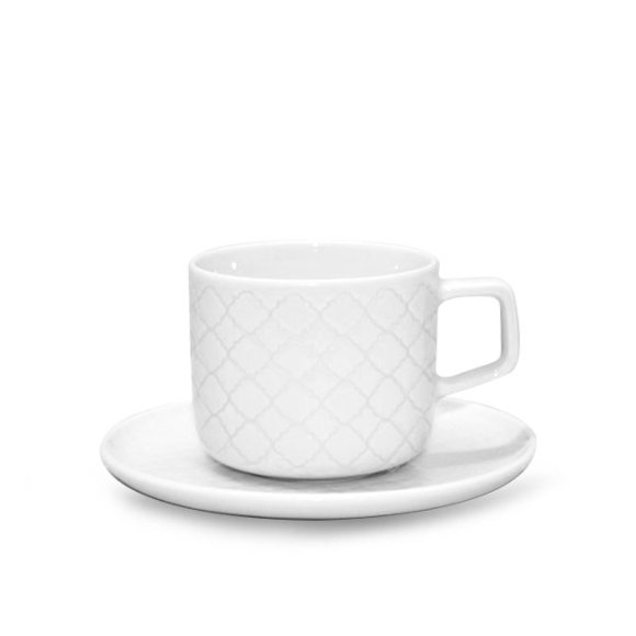 LUBIANA MARRAKESZ Filiżanka 250 ml + spodek 15 cm / 2 el / biały / porcelana