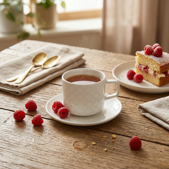 LUBIANA MARRAKESZ 12 x Filiżanka 250 ml + spodek 15 cm / 24 el / biały / porcelana