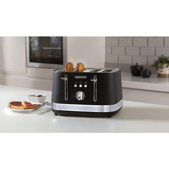 MORPHY RICHARDS ILLUMINATED Toster na 4 kromki / stal nierdzewna / czarny / 248020