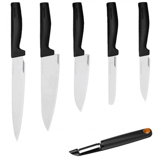 FISKARS HARD EDGE Komplet 5 noży luzem + Obierak FF