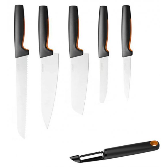 FISKARS FUNCTIONAL FORM Komplet 5 noży luzem / stal nierdzewna + obierak FF