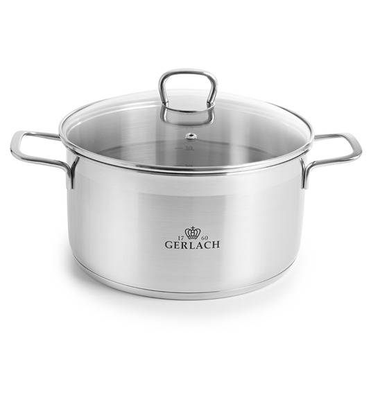 GERLACH BRAVA Komplet Garnki z pokrywkami 8 el + Garnek Simple 7 l + patelnie Gerlach Granitex 24, 28 cm