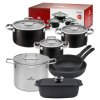 GERLACH PRIME Komplet Garnki z pokrywkami 6 el + patelnie Gerlach Granitex 24, 28 cm + Garnek 7 l Gerlach Ambiente + Gerlach Granitex Brytfanna 32 cm 