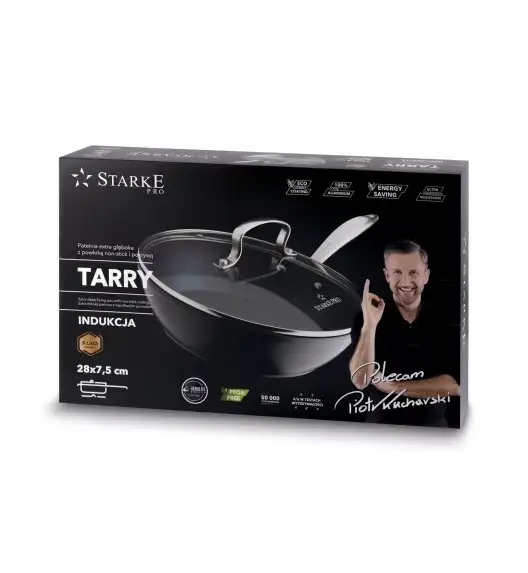 STARKE TARRY Patelnia głęboka z pokrywką 28 cm / Nieprzywierająca powłoka Aerolite / indukcja