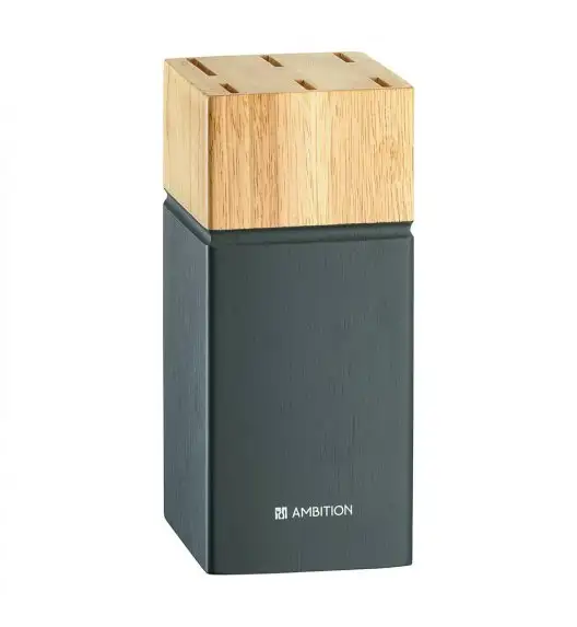 AMBITION SILVERY Zestaw noży w drewnianym bloku / 7 elementów / szary