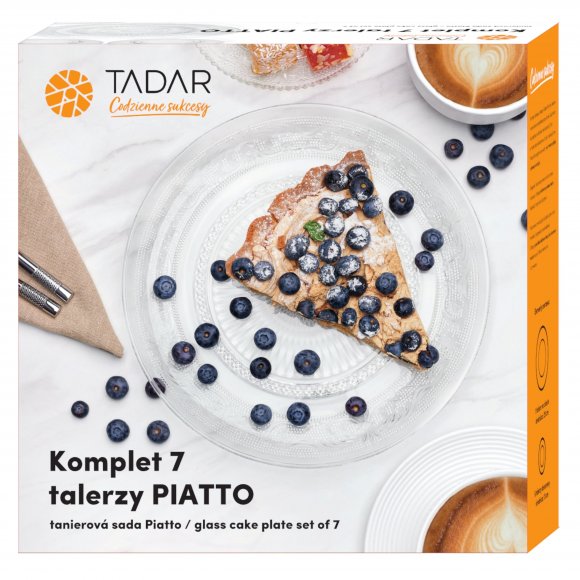 TADAR PIATTO Komplet 7 talerzy szklanych / 6x 15 cm + 1x 25 cm