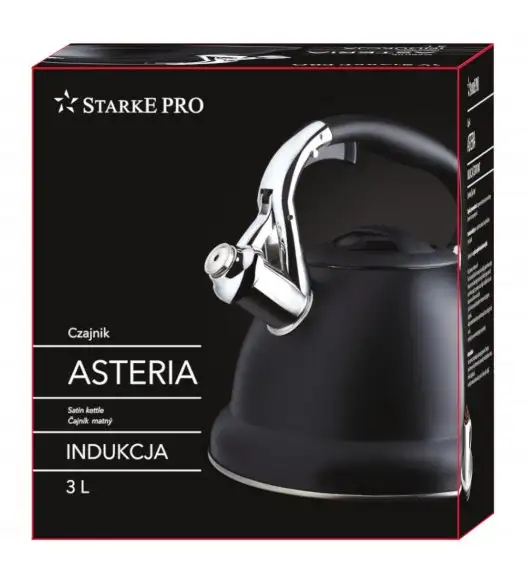 STARKE ASTERIA Czajnik z gwizdkiem 3 L / czarny mat / indukcja