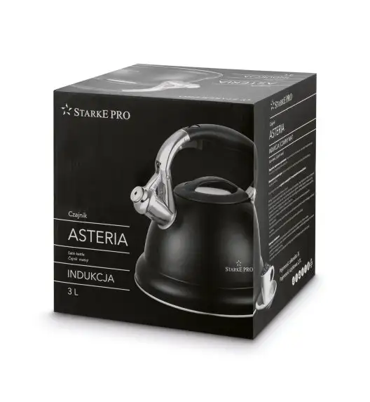 STARKE ASTERIA Czajnik z gwizdkiem 3 L / czarny mat / indukcja