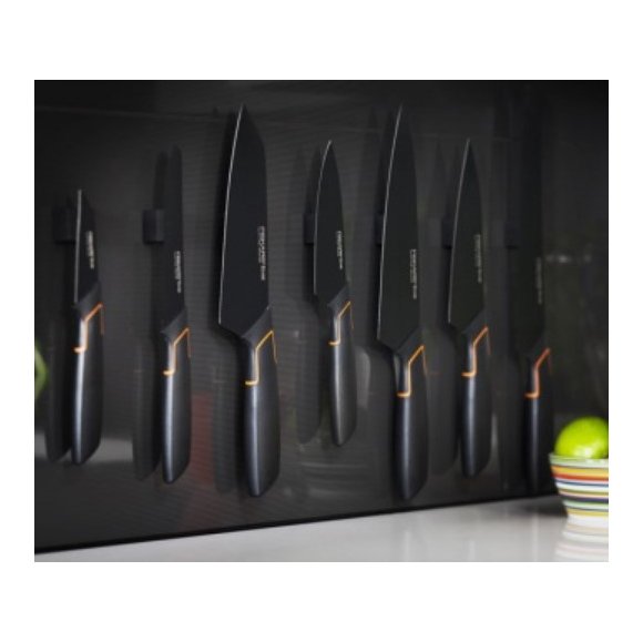FISKARS EDGE Komplet 7 noży kuchennych + ostrzałka Essential / japońska stal nierdzewna 