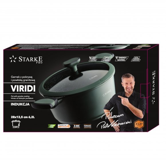 STARKE PRO VIRIDI Garnek 28 x 12,5 cm z pokrywką / Greblon® C3