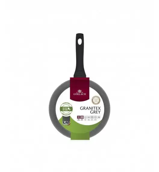 GERLACH AMBIENTE Komplet Garnki z pokrywkami 10 el + Patelnie Granitex Grey 20, 28 cm + Brytfanna Granitex + Garnek Ambiente 7 l / stal nierdzewna / indukcja