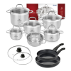 GERLACH Sendo Komplet garnki z pokrywkami 11 el + Patelnia Initial 24, 28 cm + pokrywki uniwersalne