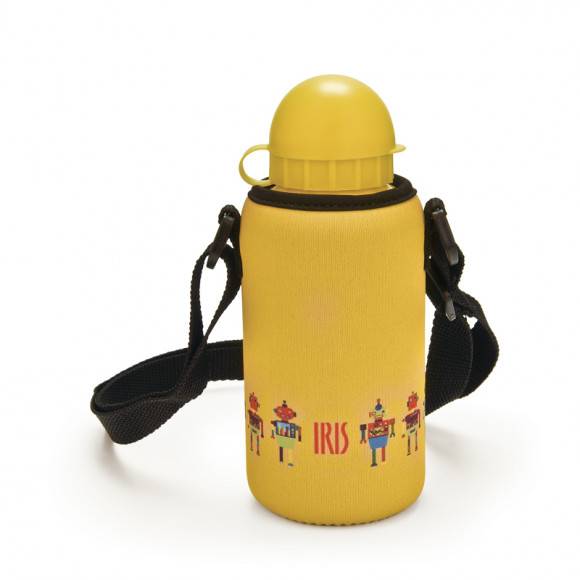 Butelka z pokrowcem na napoje dla dzieci Iris w kolorze żółtym z ciężarówką 400 ml / Btrzy
