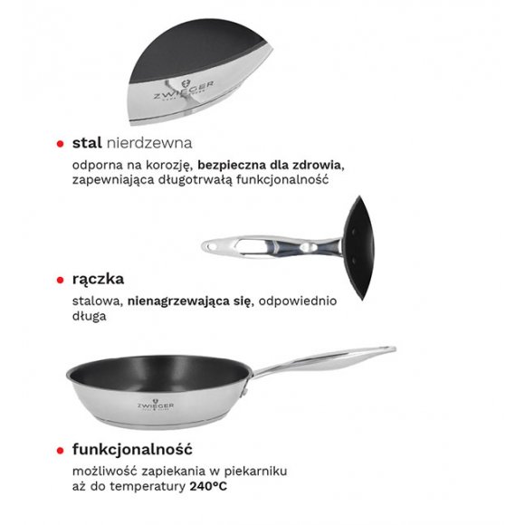 ZWIEGER KLASSIKER Komplet garnków z pokrywkami 11 el + Patelnia Klassiker 24, 28 cm