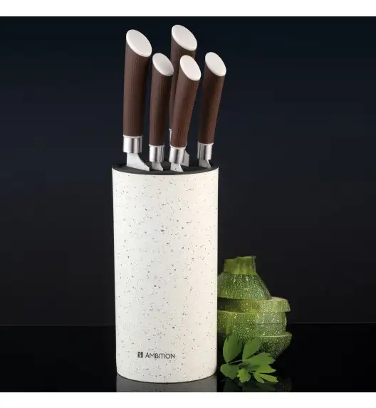 AMBITION NATURE Komplet 5 noży w bloku / 51230