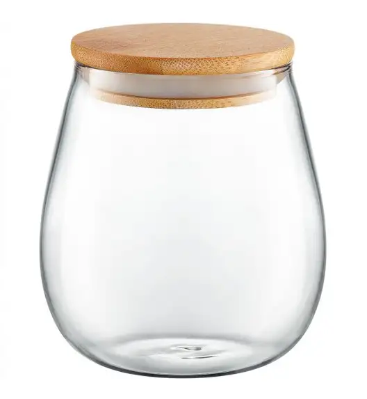 AMBITION BELLY Pojemnik szklany z bambusowym wieczkiem 700 ml / styl skandynawski
