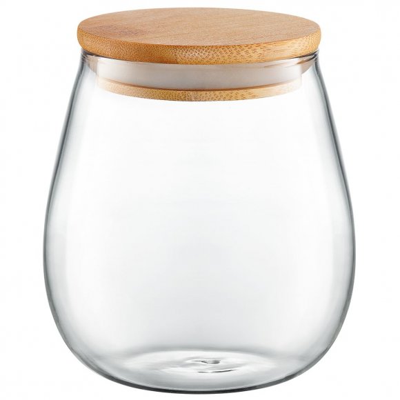 AMBITION BELLY Pojemnik szklany z bambusowym wieczkiem 700 ml / styl skandynawski