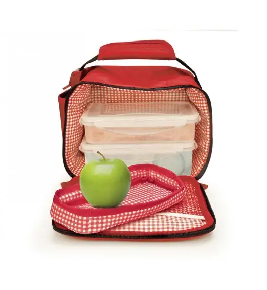 Praktyczna torba mini na lunch Iris Deco Vichy z pojemnikiem 0,6 l w kolorze czerwonym / Btrzy